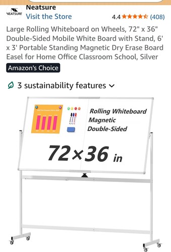 Rolling whiteboard double